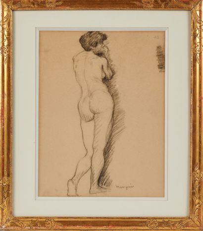  Henri MANGUIN (1874-1949).
Nude back.
Charcoal on paper signed lower right.
Paper... Gazette Drouot