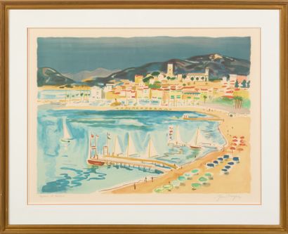  Yves BRAYER (1907-1990).
Le port.
Lithographie signée en bas à droite et justifiée... Gazette Drouot
