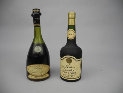 null Ensemble de 2 bouteilles : 1 bouteille COGNAC Paul Beau/ 1 bouteille CALVADOS...