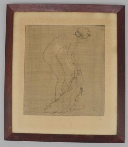 Rudolf KELLER (1913 - 1974 Femme s'habillant, Estampe, signée en bas à droite dans...