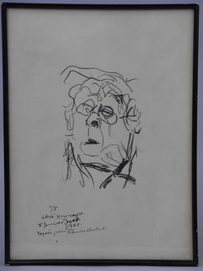 André ROUVEYRE (1896-1962) Portrait de Léautaud Rouveyre (1/5) dédicacé et signé