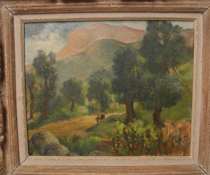 Frantisek Zdenek Eberl (1887 - 1962) Chemin dans la montagne, huile sur toile, signée...