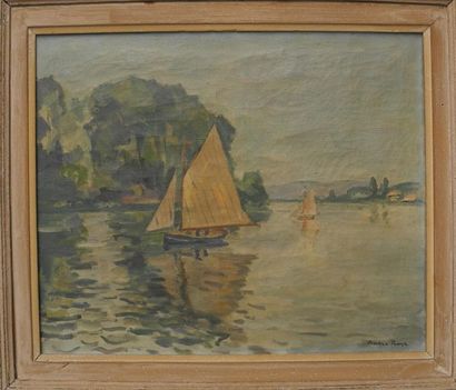 André FRAYE (1887 - 1963) La Seine à Triel, hiule sur toile, signée en bas à droite....