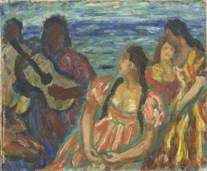 Paul SCORTESCO (1880 - 1916) «Un soir...» Huile sur toile, signée en bas à droite,...