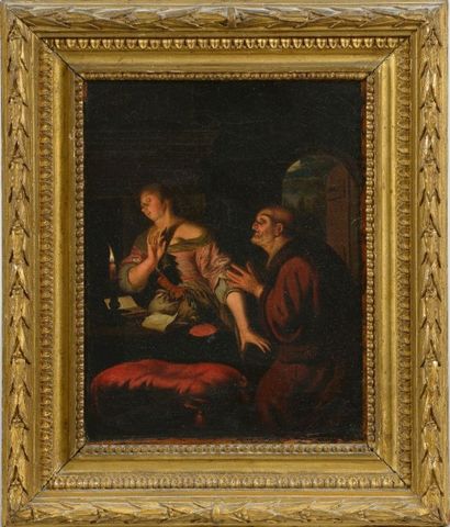 École HOLLANDAISE de la fin du XVIIe siècle, dans le goût de Godfried SCHALCKEN (1643...