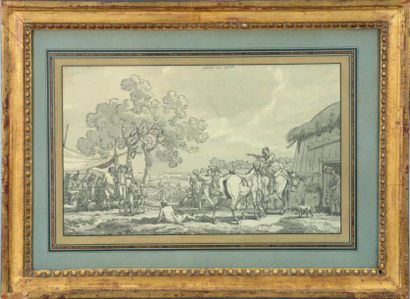 Jacques François Joseph SWEBACH (Metz, 1769 - Paris, 1823) «Jeux de quille». Lavis...