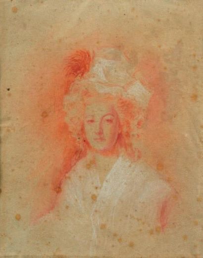 Atelier d'Alexandre KUCHARSKY (1741 - 1819) Portrait de Marie-Antoinette. Sanguine...