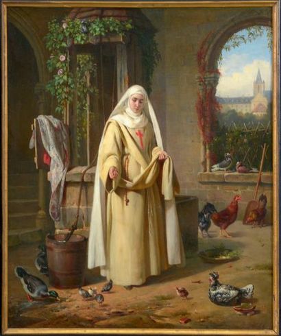 Pierre DUVAL LE CAMUS (Lisieux, 1790 - Saint-Cloud, 1854) Jeune religieuse s'occupant...