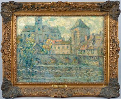 Henri LE SIDANER (Port-Louis, Île Maurice, 1862 - Versailles, 1939) L'église et le...