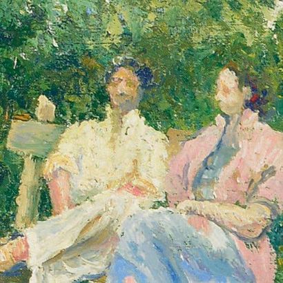 Georges MANZANA-PISSARRO (Louveciennes, 1871 - 1961) «Dans le jardin à Menton». Huile...