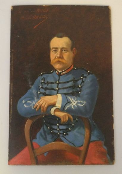 Portrait de soldat, huile sur panneau