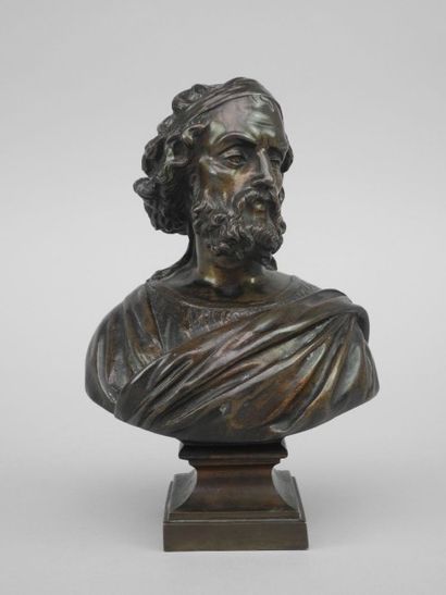 null Ecole du XIXème siècle, Buste d'homme barbu, bronze à patine médaille. Haut.:...