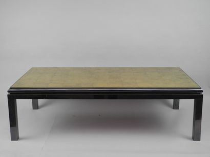Table basse rectangulaire en métal à patine...