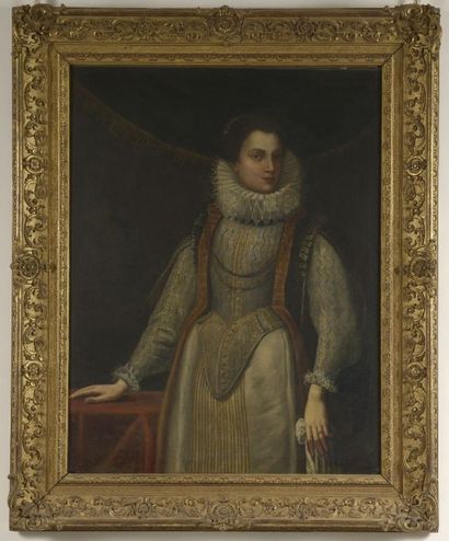  École Flamande du XVIIIème siècle dans le goût du XVIIe siècle Portrait de femme...