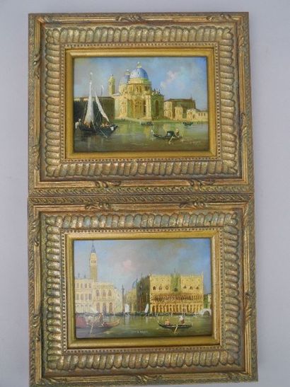 null Jan DEYER (XIX - XXème siècle) / Deux vues de Venise / Paire d'huiles sur panneau,...