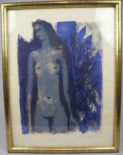 HUNTER, Femme en bleu, lithographie