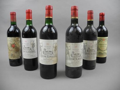 null Ensemble de 6 bouteilles : 4 bouteilles CH. LAGRANGE, 3er cru Saint-Julien 1981...