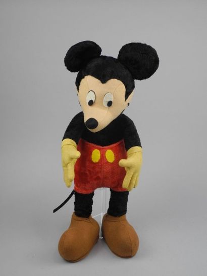 null Mickey Mouse en feutrine et velours (usures et petits trous aux pieds). Vers...