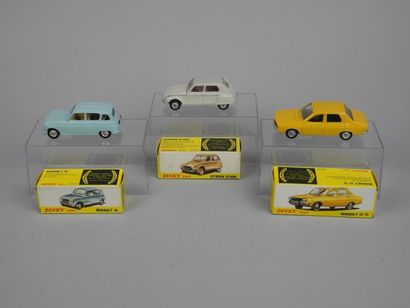 null DINKY TOYS, ensemble de trois modèles réduits: RENAULT 12 TL (1424) jaune, RENAULT...