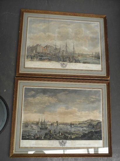 null D'après LE BAS, "L'entrée du port de Marseille" et "Le port du Havre", gravure...