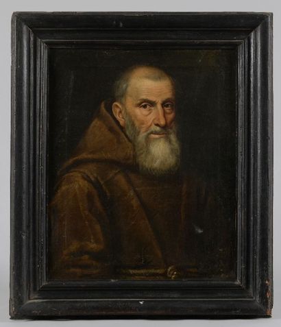 École Française du XVIIe siècle Portrait d'un moine. Huile sur toile (petites restaurations)....