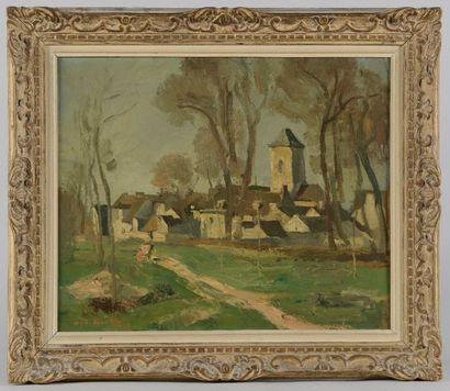 André PLANSON (La Ferté-Sous-Jouarre, 1898 - Neuilly, 1981) Vue de village. Huile...