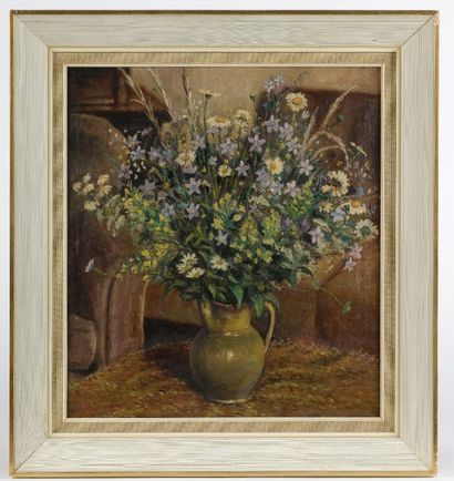 null Gino GREGORY (1906-1973). Bouquet de fleur champêtre. Huile sur toile, signée...