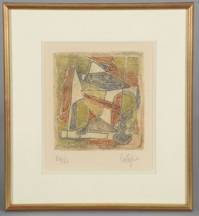 Louis Robert Arthur LATAPIE (Toulouse, 1891 - 1972) Femme cubisante. Encre sur papier...