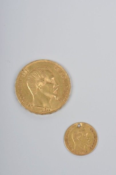 null Une PIÈCE de 50 francs français 1859 et une pièce de 5 francs français 1856...