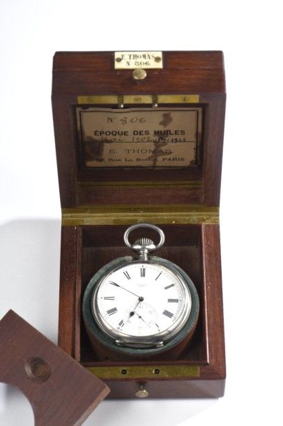 null CHRONOMÈTRE en argent à cadran émaillé blanc. Signé E. THOMAS et numéroté 806....