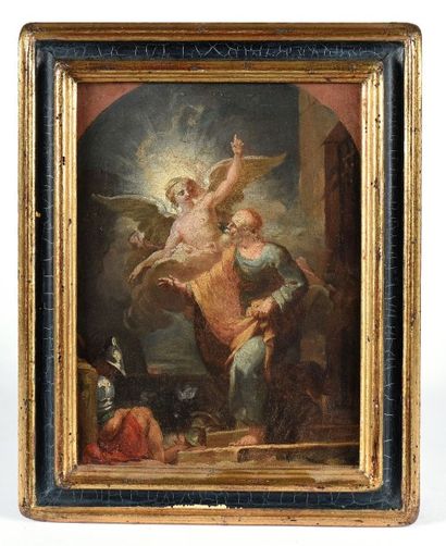 ATTRIBUÉ À JEAN BAPTISTE DESHAYS (1729 - 1765) Saint Pierre libéré par l'ange. Huile...