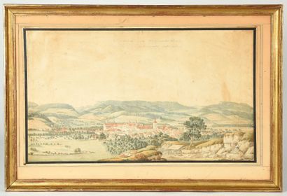 Nicolas GACHET (1736 - 1817) Vues du canton de Berne en Suisse. Deux dessins à l'aquarelle...