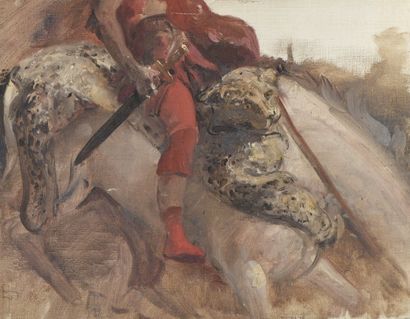 Lionel ROYER (Château-du-Loir, 1852 - Neuilly-sur-Seine, 1926) Étude pour un cavalier...