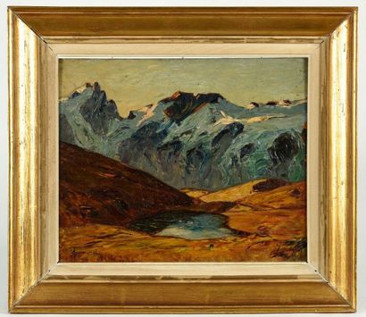 Joseph Victor COMMUNAL (Châtelard, 1876 - Chambéry, 1962) « La Meije au plateau d'Emparis...