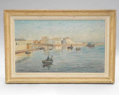 STURLA (1895-1936). Port d'Alger, huile sur...