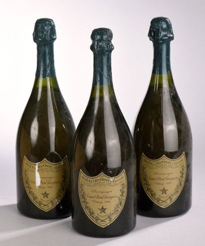 null 3 bouteilles CHAMPAGNE "Dom Pérignon", Moët & Chandon 1966 (TLB, 1 ela, 1 e...