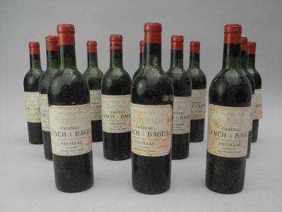 null 12 bouteilles CH. LYNCH-BAGES, 5ème cru Pauillac 1964 (es, elt, 1 LB, 10 B,...