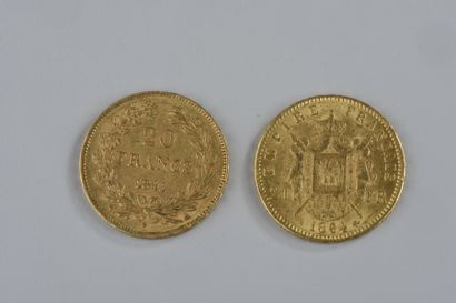 null Deux PIÈCES de 20 francs en or de 1841 et 1964