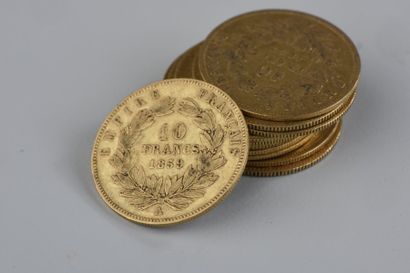 Onze PIÈCES de 10 francs en or 1856 à 19...