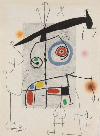 Joan MIRO (1893 - 1983) 
«L'homme au balancier».
Eau-forte, aquatinte et carborundum...