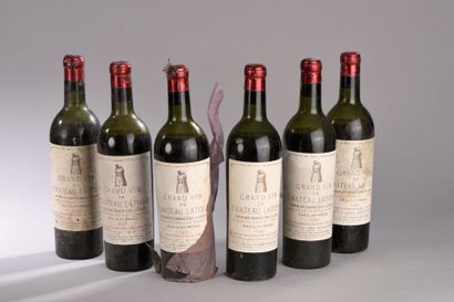null 6 bouteilles CH. LATOUR, 1° cru Pauillac 1950 (els, V)