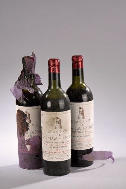 null 3 bouteilles CH. LATOUR, 1° cru Pauillac 1950 (els, B, 1 tachée)