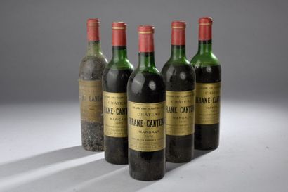 null 5 bouteilles ch. Brane Cantenac, 2° cru Margaux 1 de 1980 (ets, MB) et 4 de...