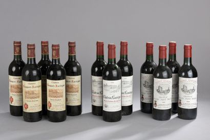 null Ensemble de 12 bouteilles : 5 bouteilles ch. Fouquet-Lartigue, St-Emilion 1985...