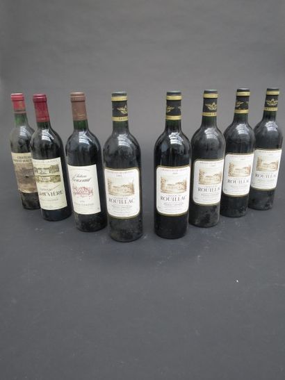 null Ensemble de 8 bouteilles : 1 bouteille ch. La Louvière, Pessac-Léognan 1989...