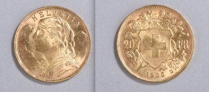 null Pièce en or de 20 francs suisses de 1935