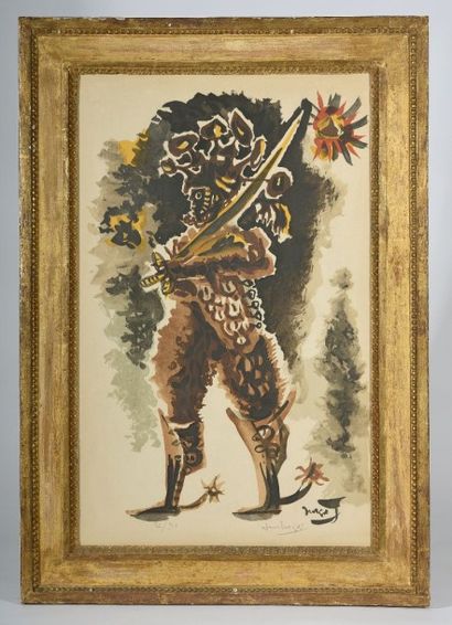 Jean LURCAT (1892 - 1966) 
Personnage tenant un sabre.
Lithographie en couleurs signée...
