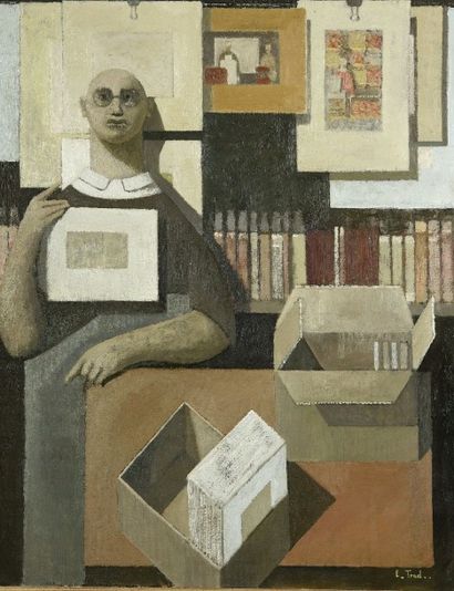 Emilio TRAD (Né en 1953) 
«Des estampes».
Huile sur toile signée en bas à droite,...