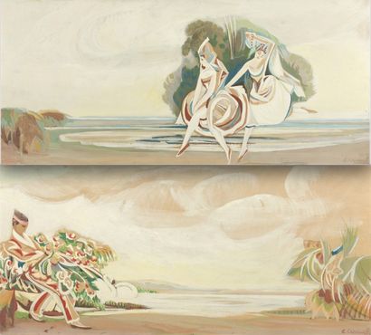 Eugène CHIRIAEFF (1887 - 1945) 
Scènes de ballet russe (le lac des cygnes?).
Deux...