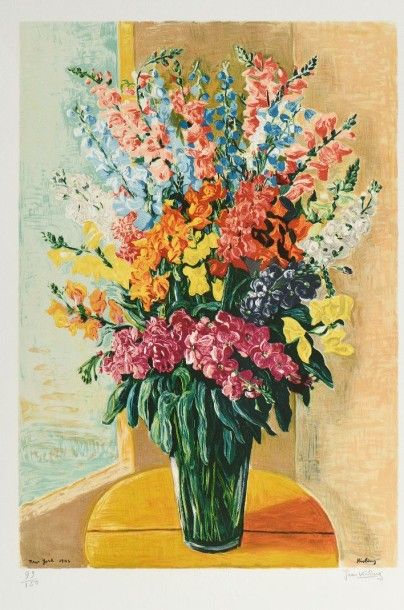 D'après Moïse KISLING (1891 - 1953) 
Bouquet d'été.
Lithographie en couleurs sur...